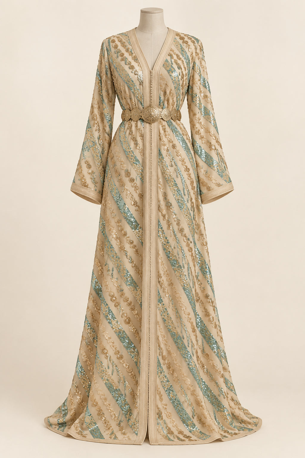 Tissu brodé Elie Saab Beige doré, vue 4