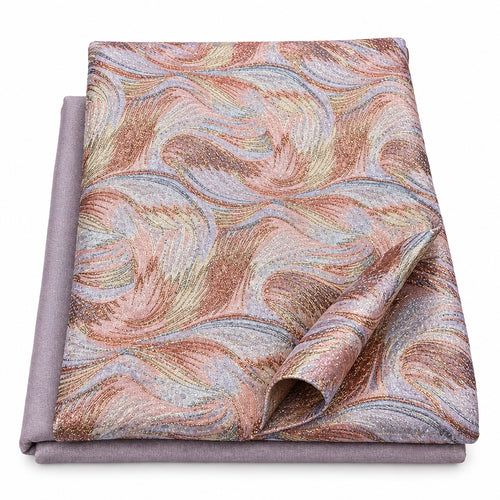 Tissu Brocart strass Cuivre lilas