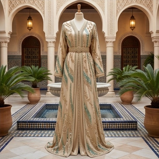 Tissu Elie Saab Beige doré
