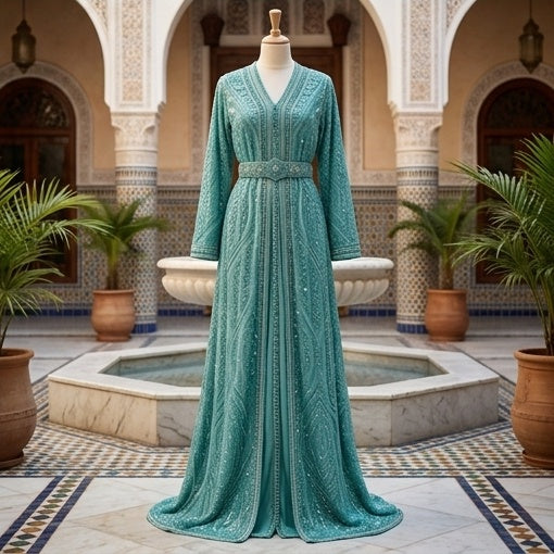 Tissu Elie Saab Turquoise – Coupon 3,5 m