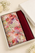 Tlija en soie Fleuri bordeaux en coffret