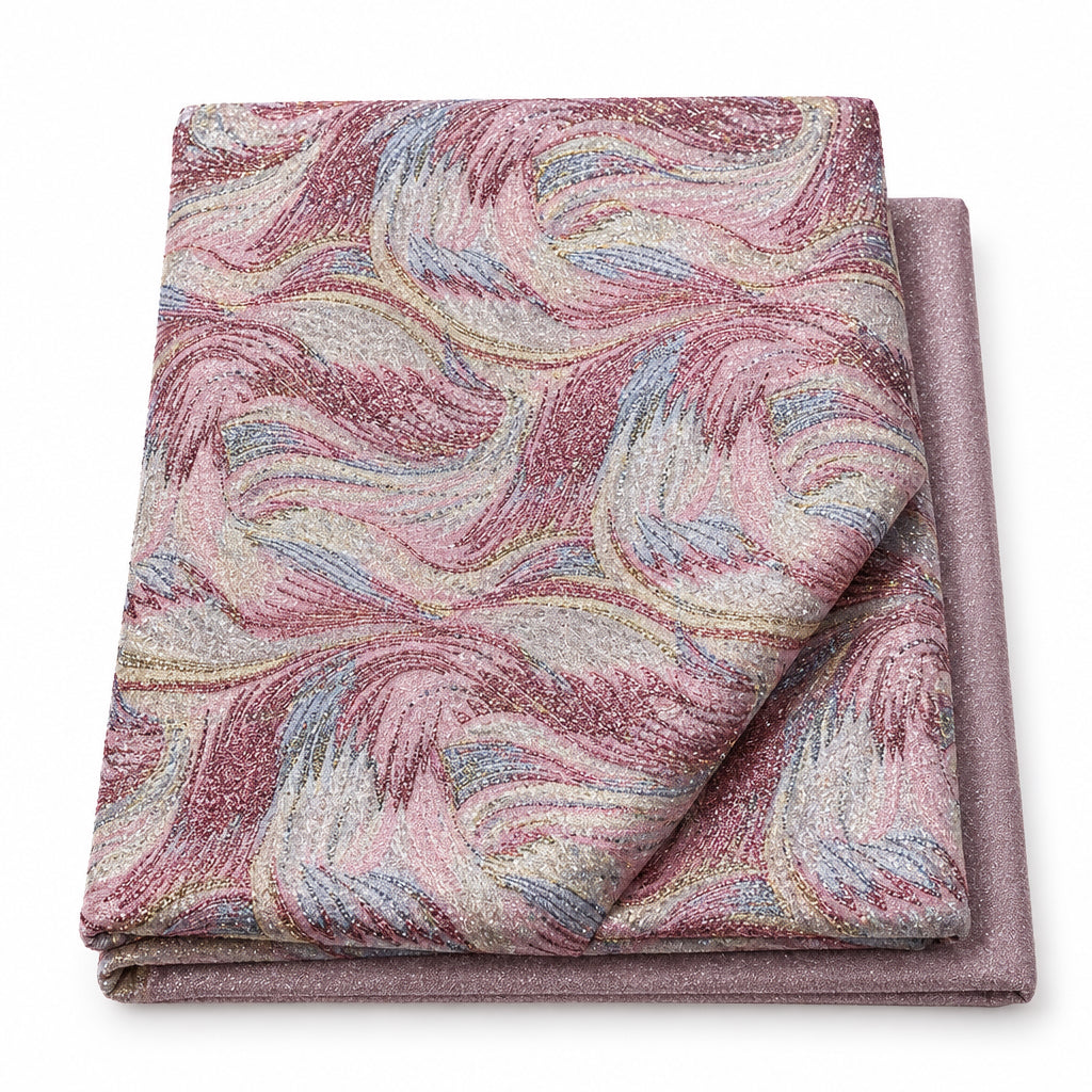 Tissu Brocart strass Rose framboise