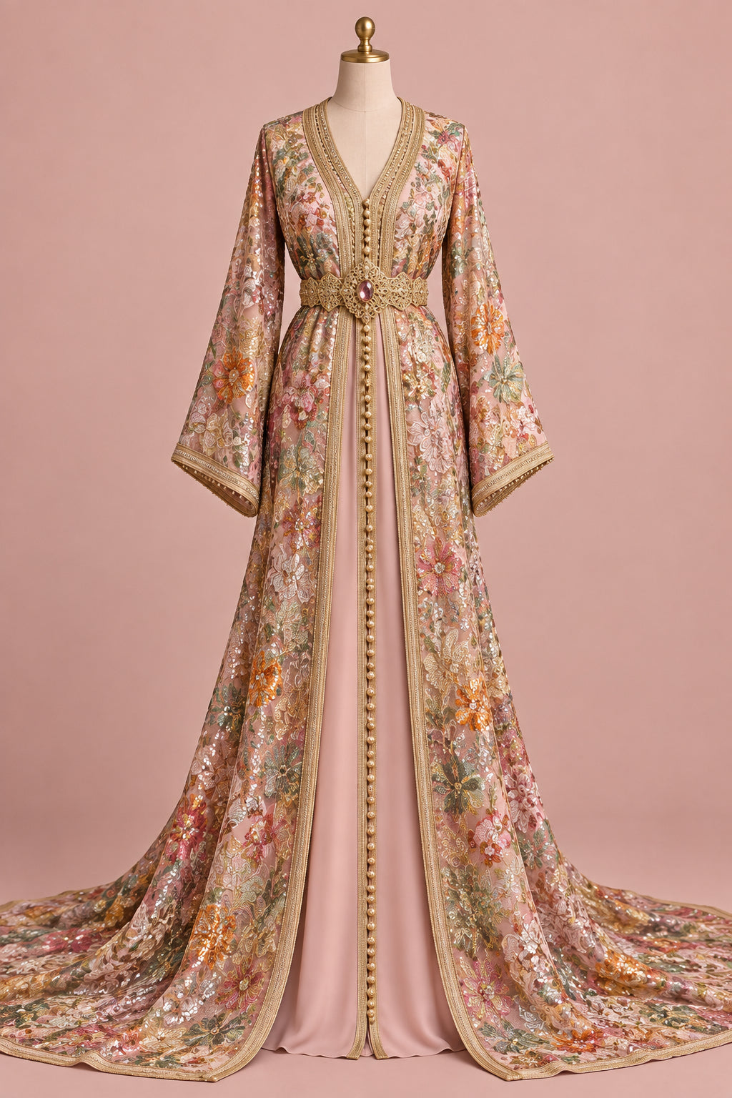 Tlija en soie Rose nude, tissu drapé