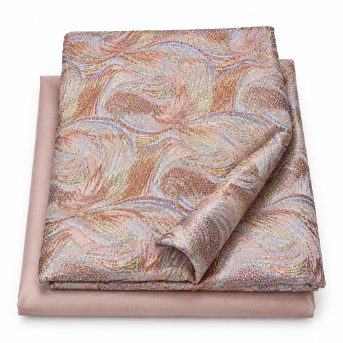 Tissu Brocart strass Pêche cuivré