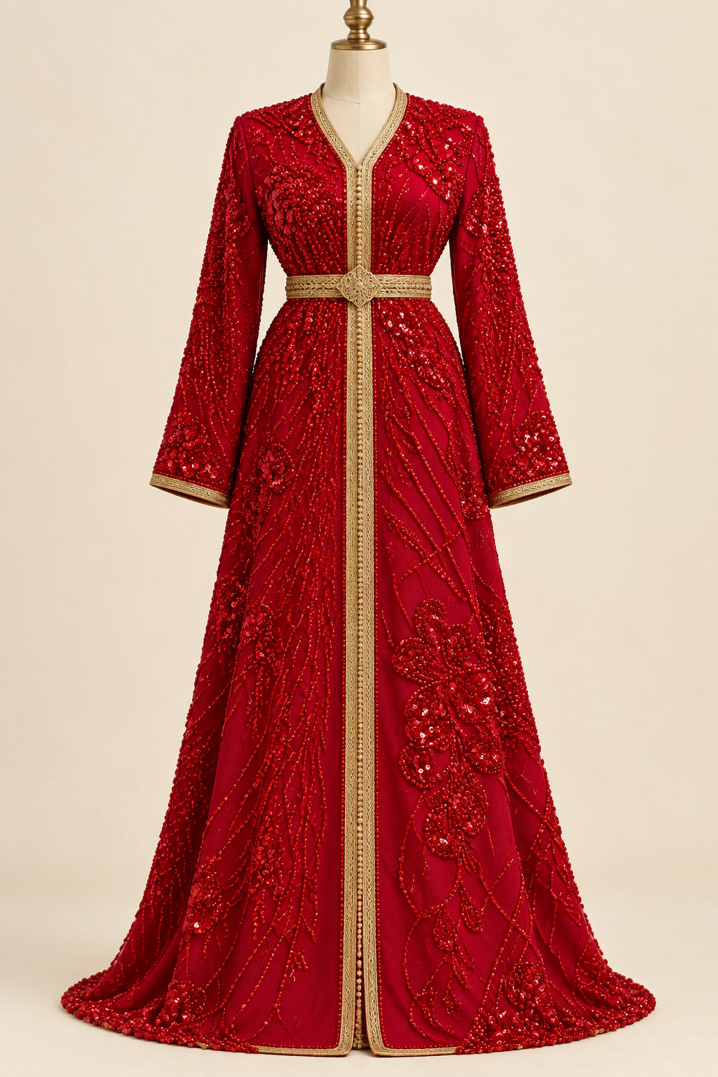 Tissu brodé Elie Saab Rouge, vue 4
