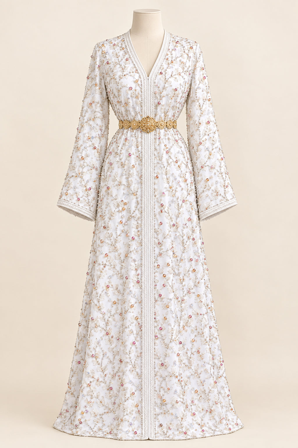 Tissu brodé Elie Saab Ivoire multicolore, vue 4