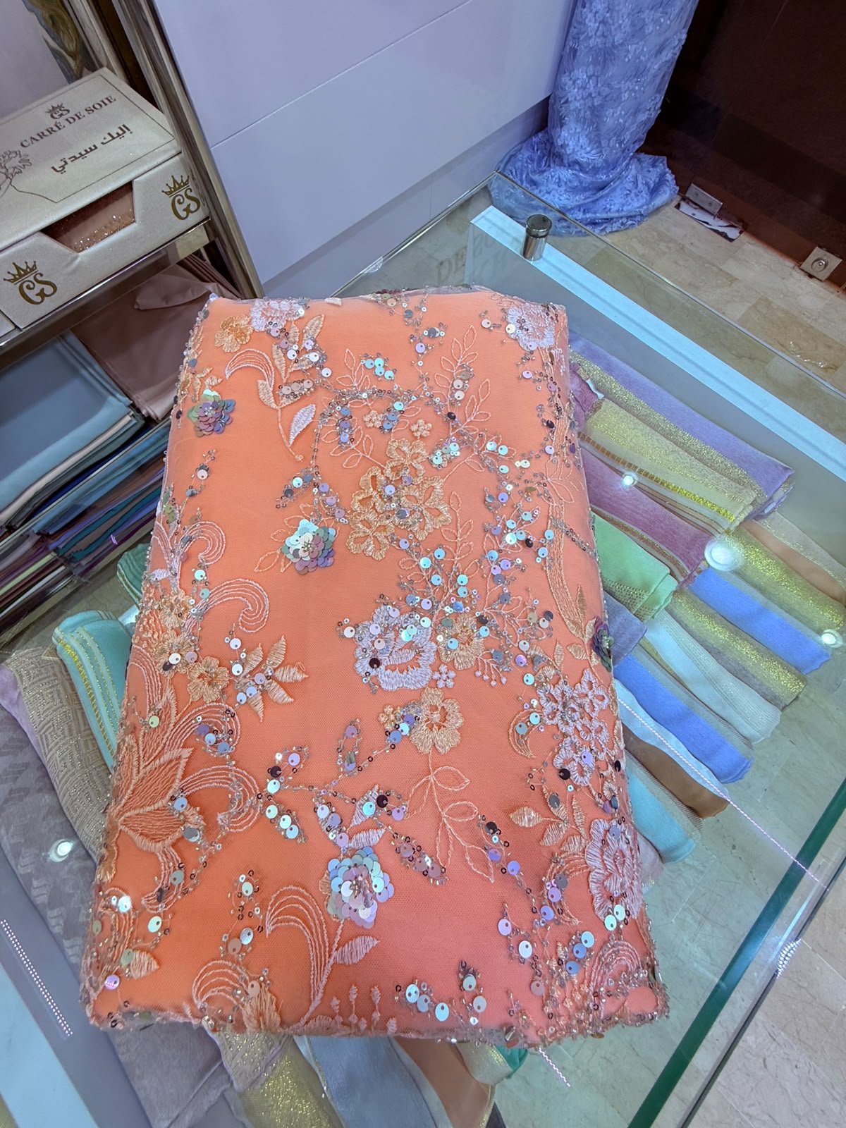 Tissu Elie Saab – Corail fleuri