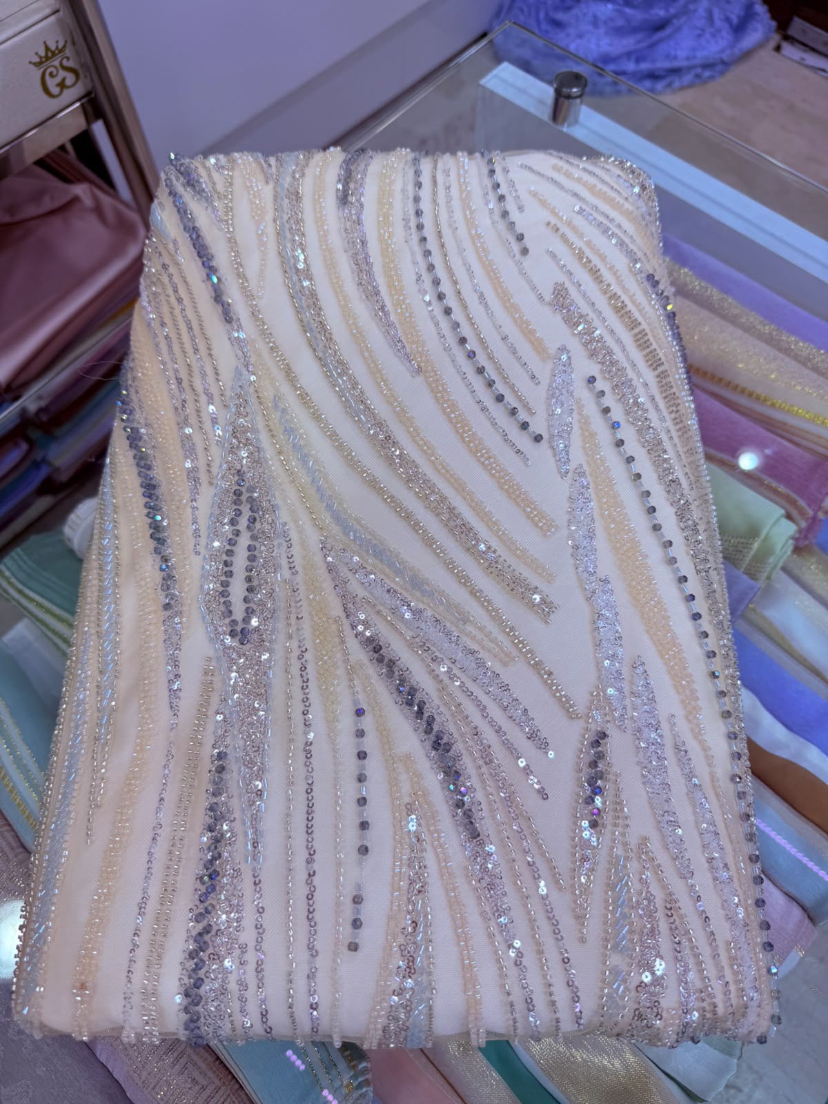 Tissu Elie Saab – Nude irisé