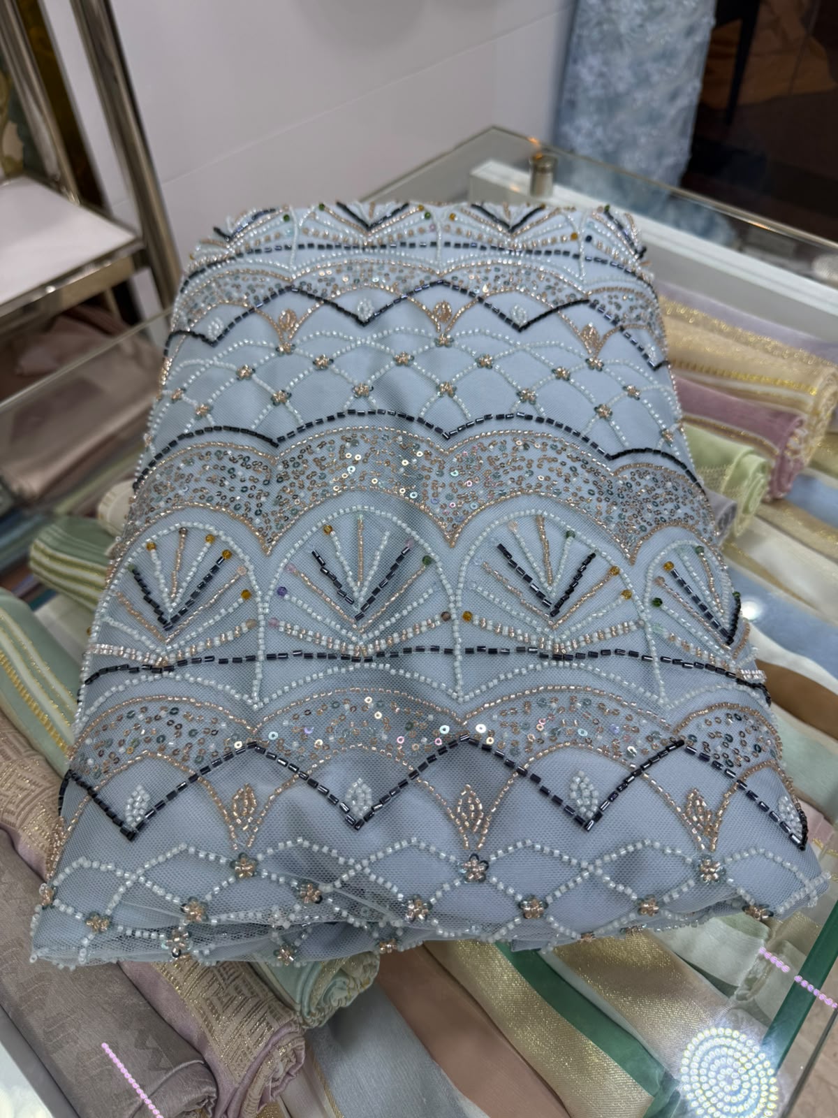 Tissu Elie Saab – Bleu glacier