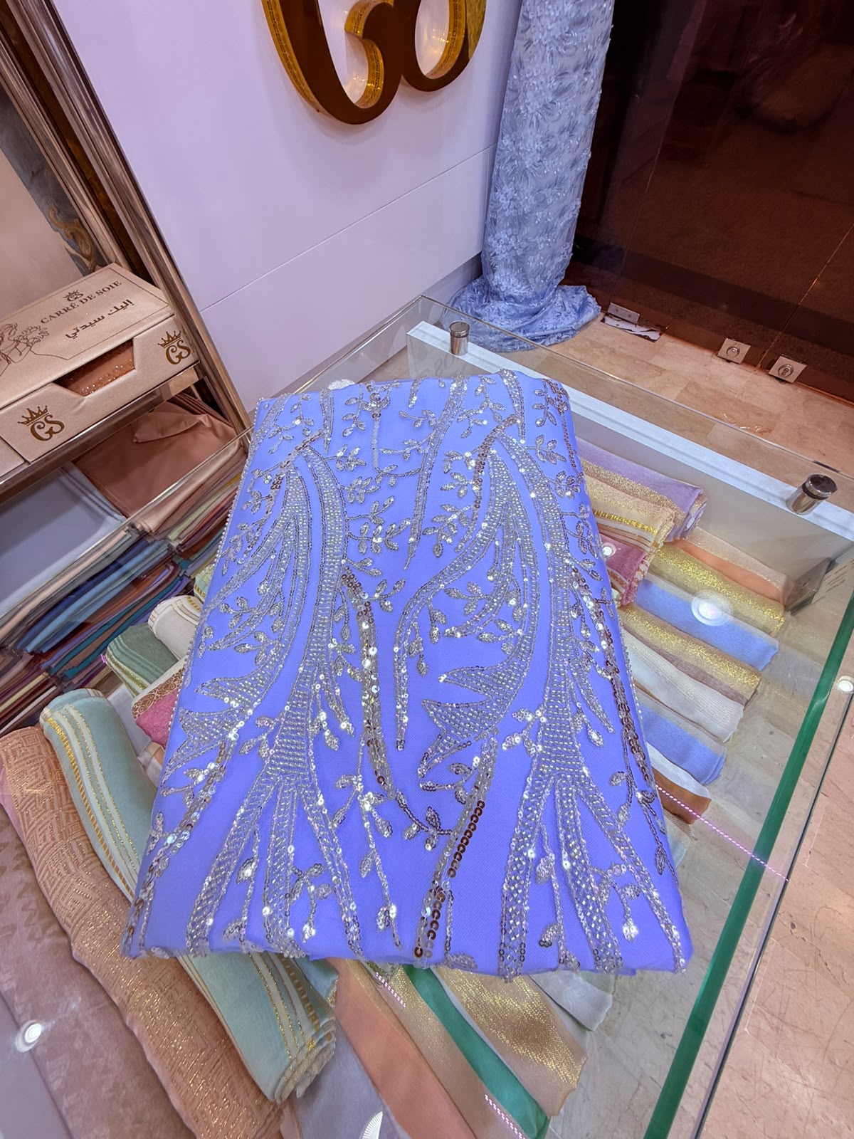 Tissu Elie Saab – Bleu lavande