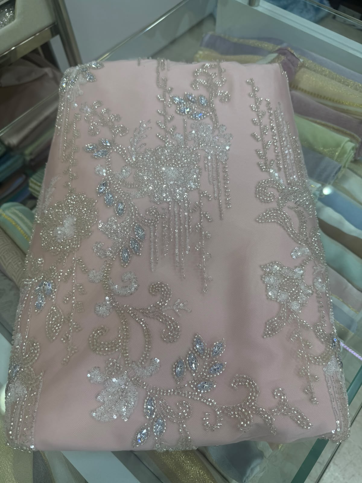 Tissu Elie Saab – Rose argenté