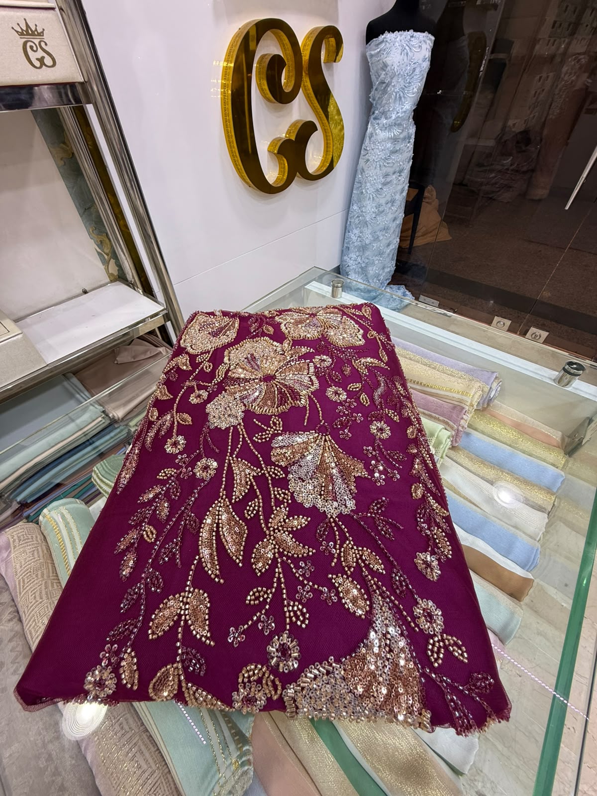 Tissu Elie Saab – Fuchsia doré