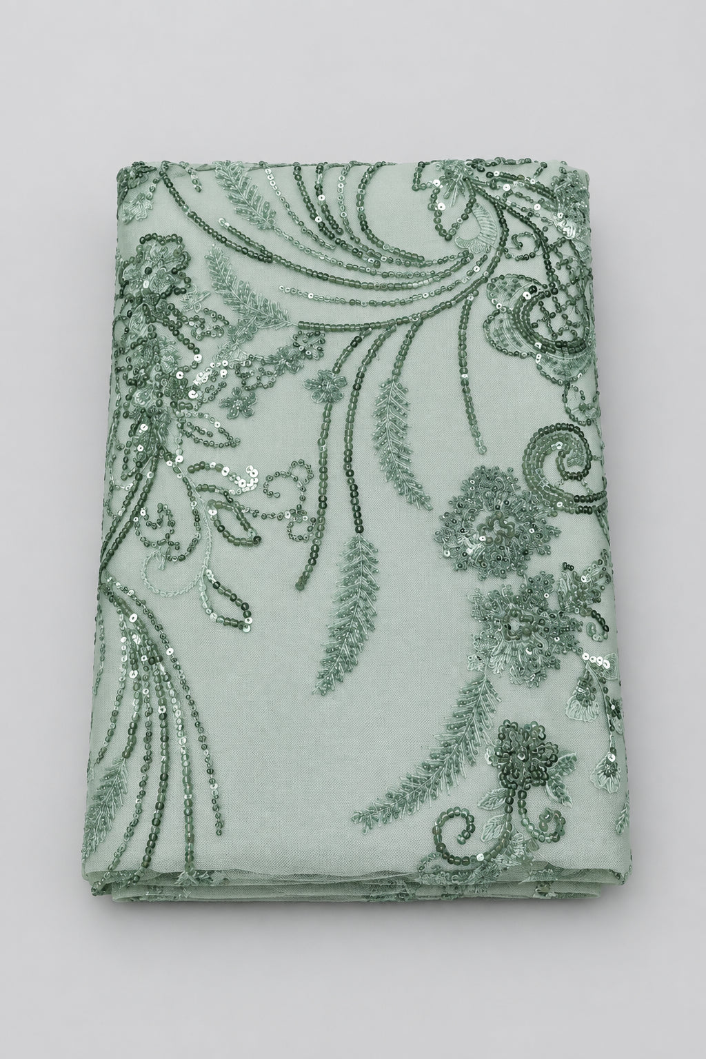 Tissu Elie Saab – Vert sauge pailleté