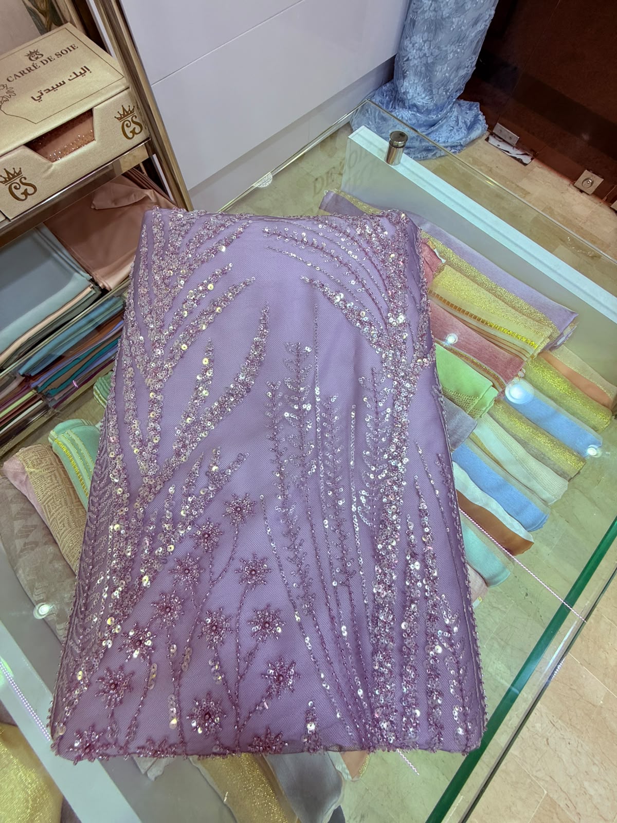 Tissu Elie Saab – Mauve fleuri