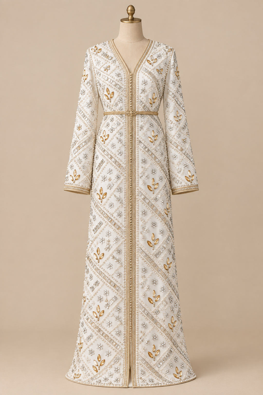 Tissu brodé Elie Saab Blanc étoilé, vue 4
