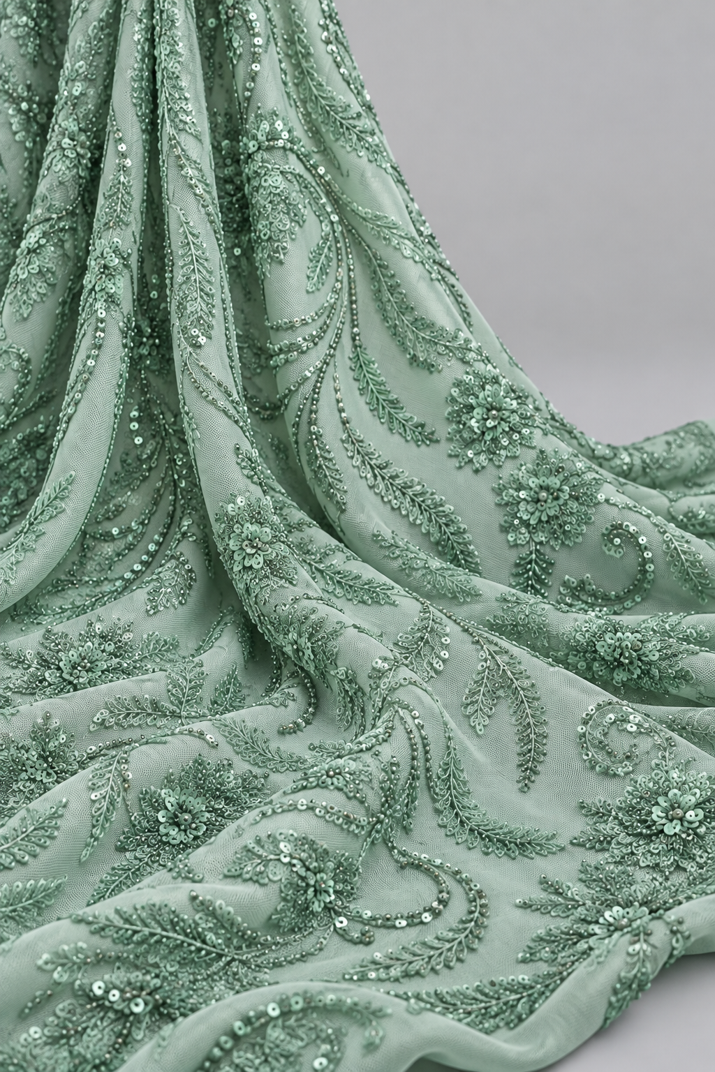 Tissu Elie Saab Vert menthe – drapé