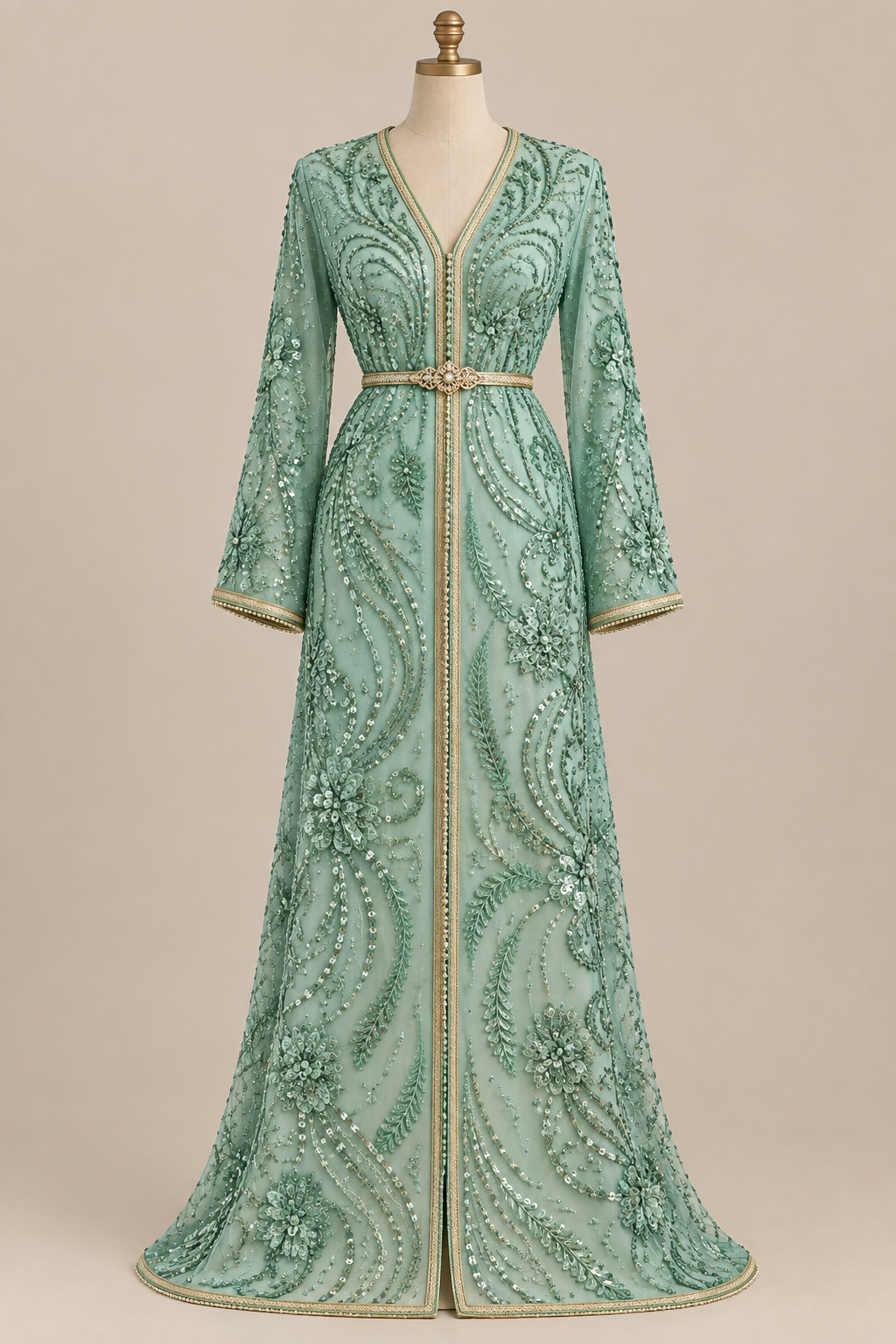 Tissu Elie Saab Vert menthe – caftan